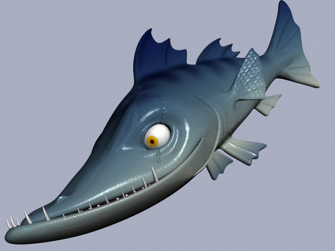 cartoon barracuda fish rigged 3d model 3ds max fbx  obj 207751