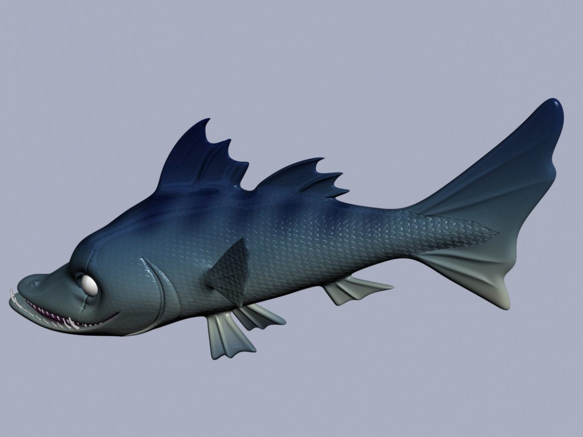 cartoon barracuda fish rigged 3d model 3ds max fbx  obj 207753