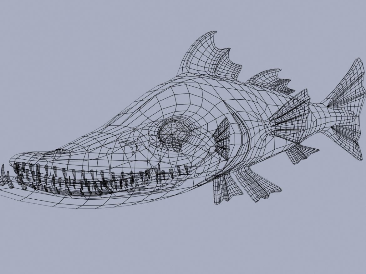 cartoon barracuda fish rigged 3d model 3ds max fbx  obj 207754
