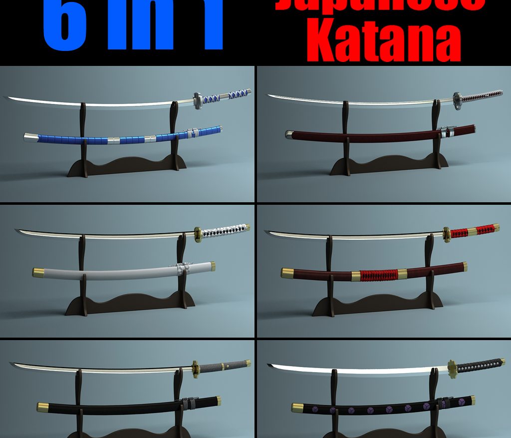 japanese katana collection 3d model 3ds max fbx obj 209307