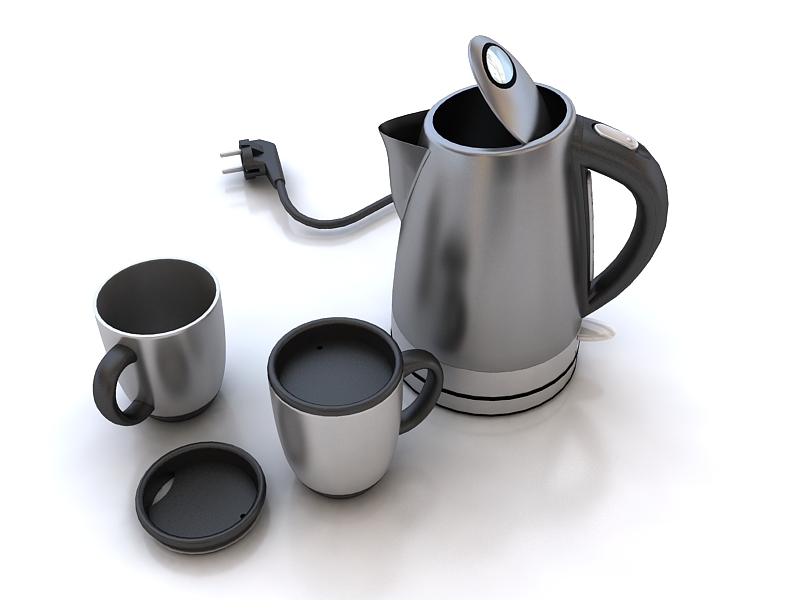 electric kettle and mugs 3d model max 212979