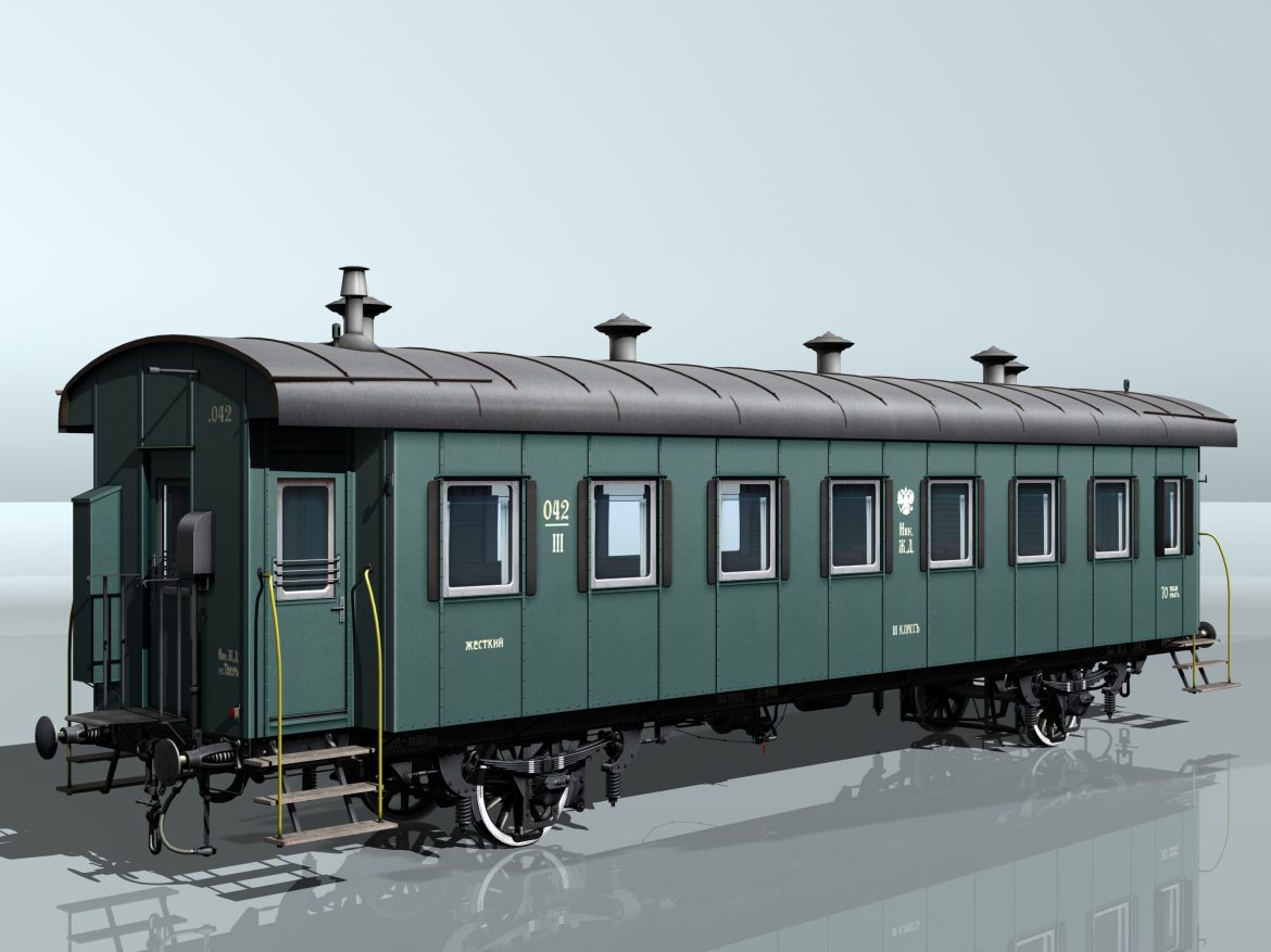 passenger wagon iii class 2-axles 3d model 3ds max fbx obj 213899