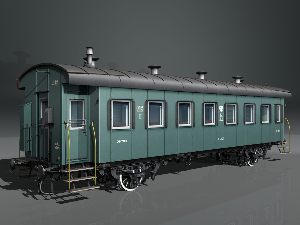 passenger wagon iii class 2-axles 3d model 3ds max fbx obj 213900