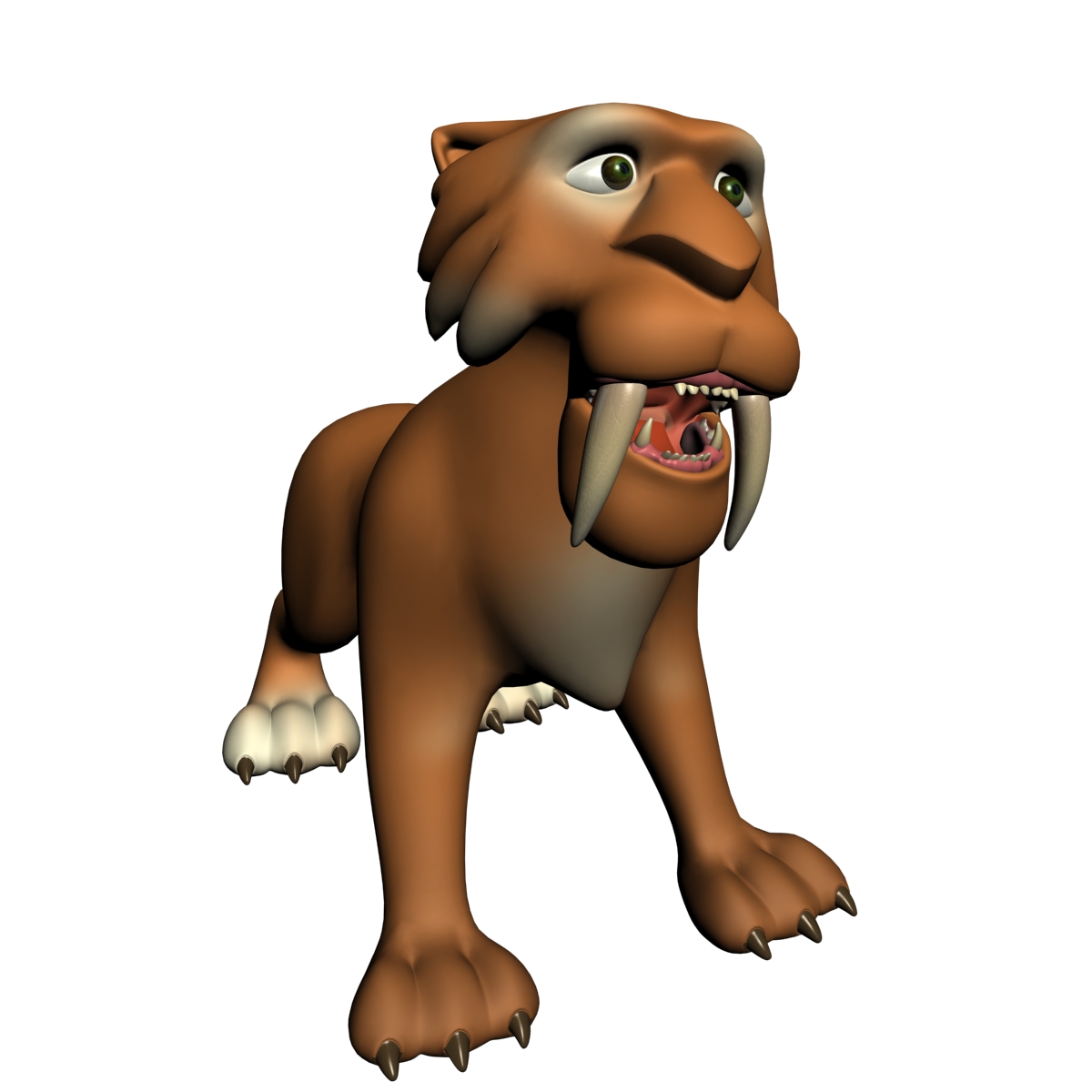 anthropomorphized sabertooth tiger, 3d render, flat