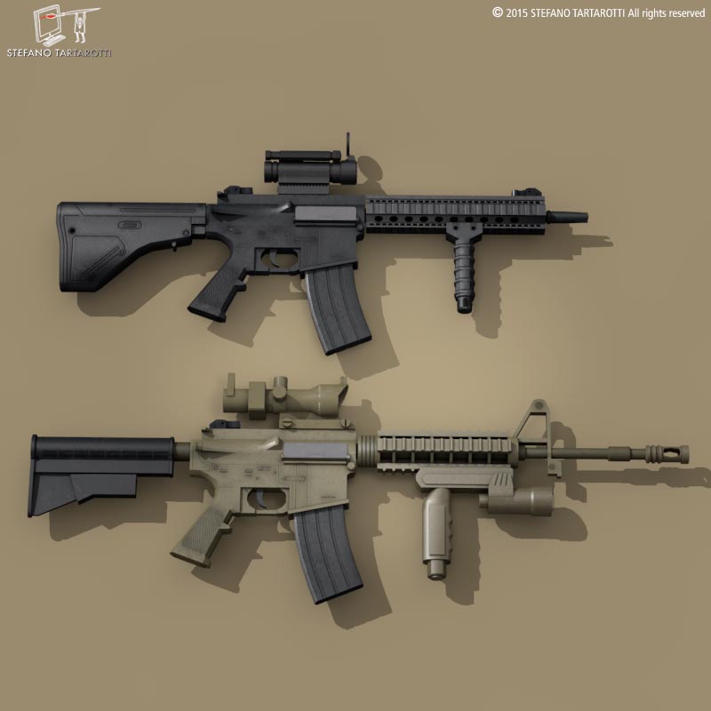 m4 rifle 3d model 3ds dxf fbx c4d dae obj 214624