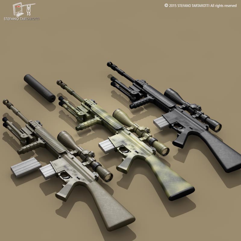 mk12 sniper rifle 3d model 3ds dxf fbx c4d dae obj 214643