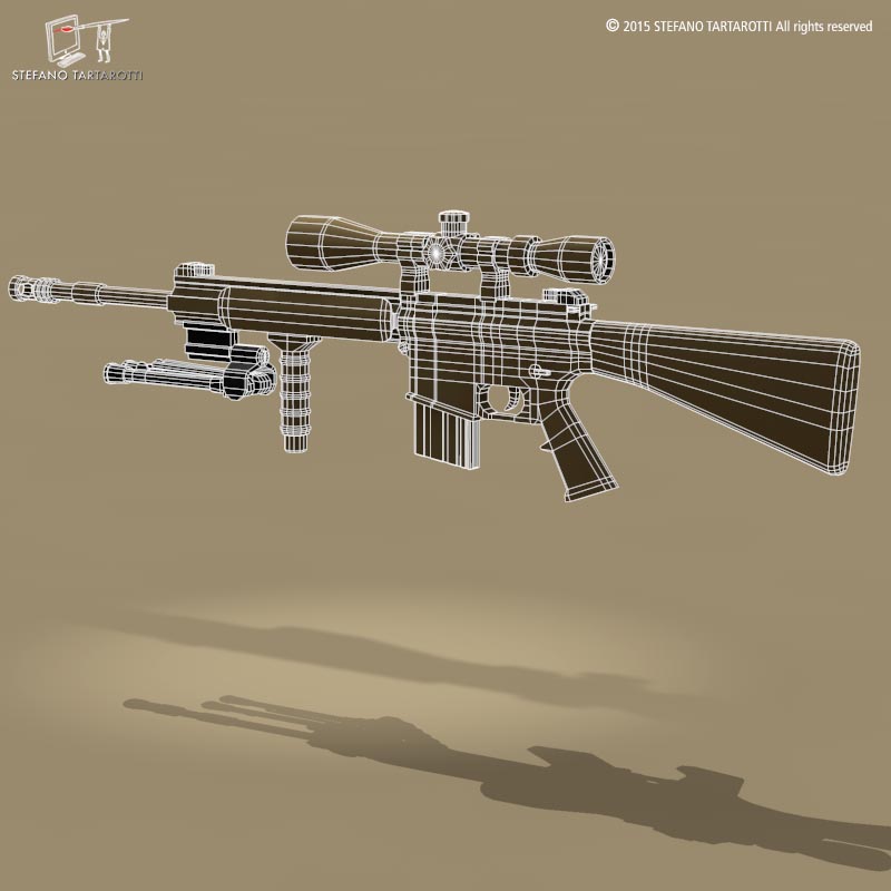 mk12 sniper rifle 3d model 3ds dxf fbx c4d dae obj 214647