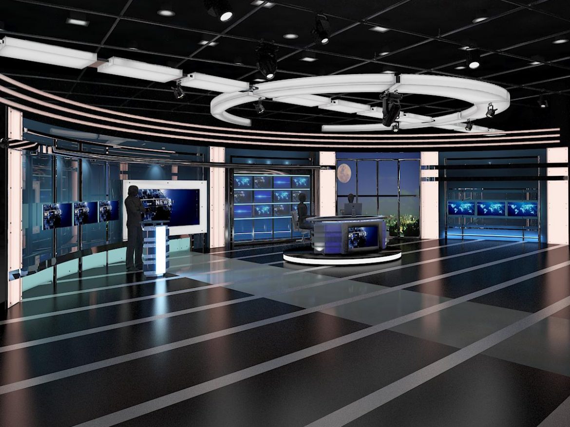 tv virtual stage news room studio 027 3d model 3ds max dxf fbx texture obj 215543