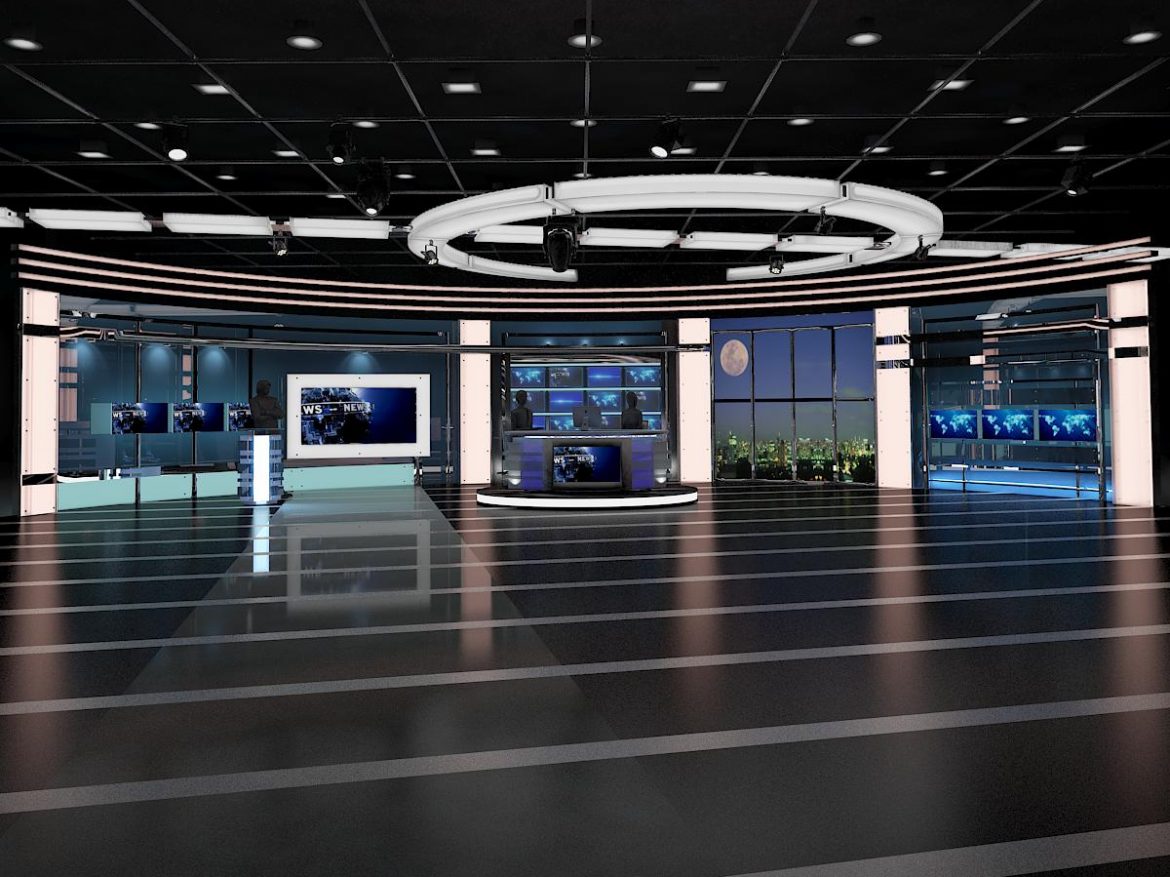 tv virtual stage news room studio 027 3d model 3ds max dxf fbx texture obj 215544