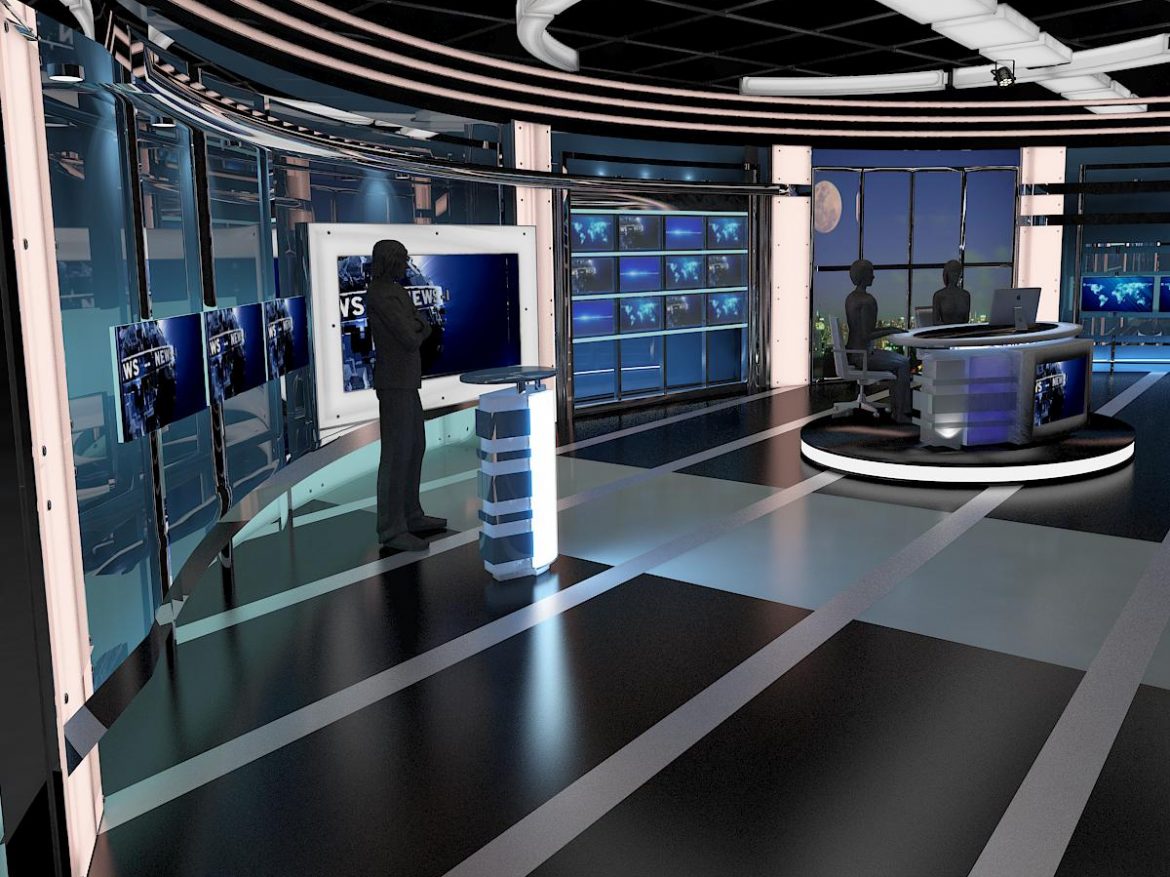 tv virtual stage news room studio 027 3d model 3ds max dxf fbx texture obj 215545
