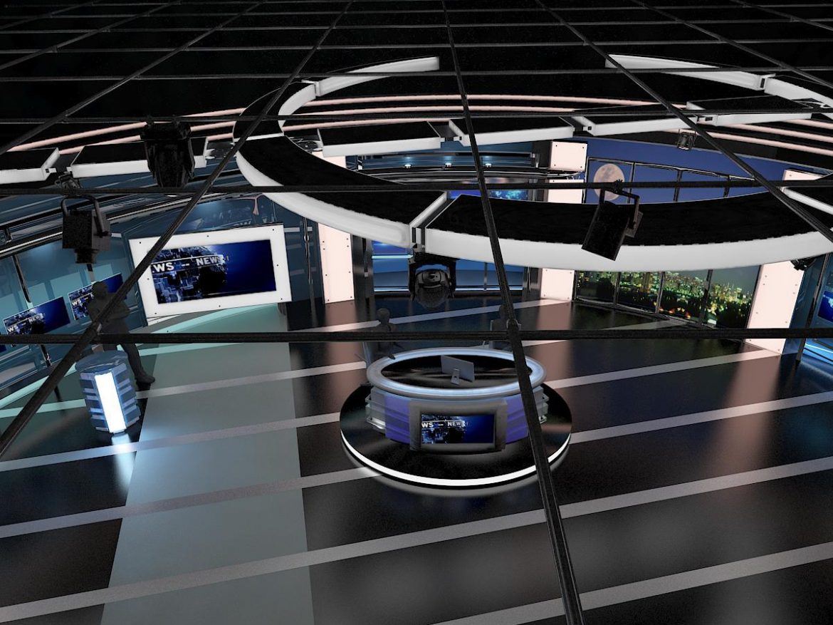 tv virtual stage news room studio 027 3d model 3ds max dxf fbx texture obj 215546