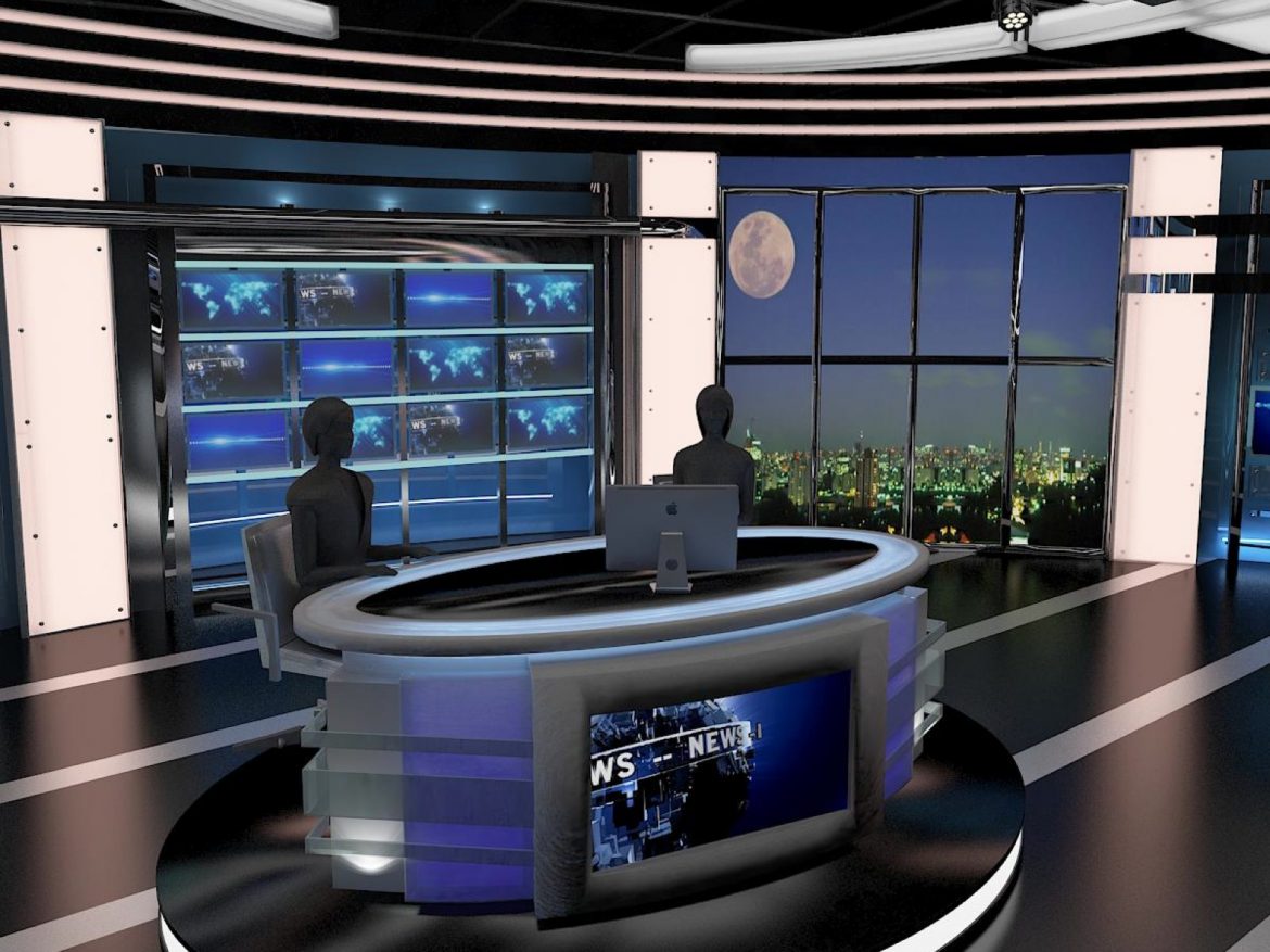 tv virtual stage news room studio 027 3d model 3ds max dxf fbx texture obj 215547