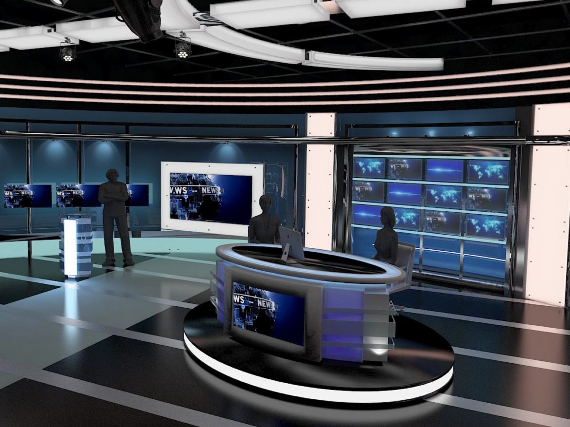 tv virtual stage news room studio 027 3d model 3ds max dxf fbx texture obj 215548