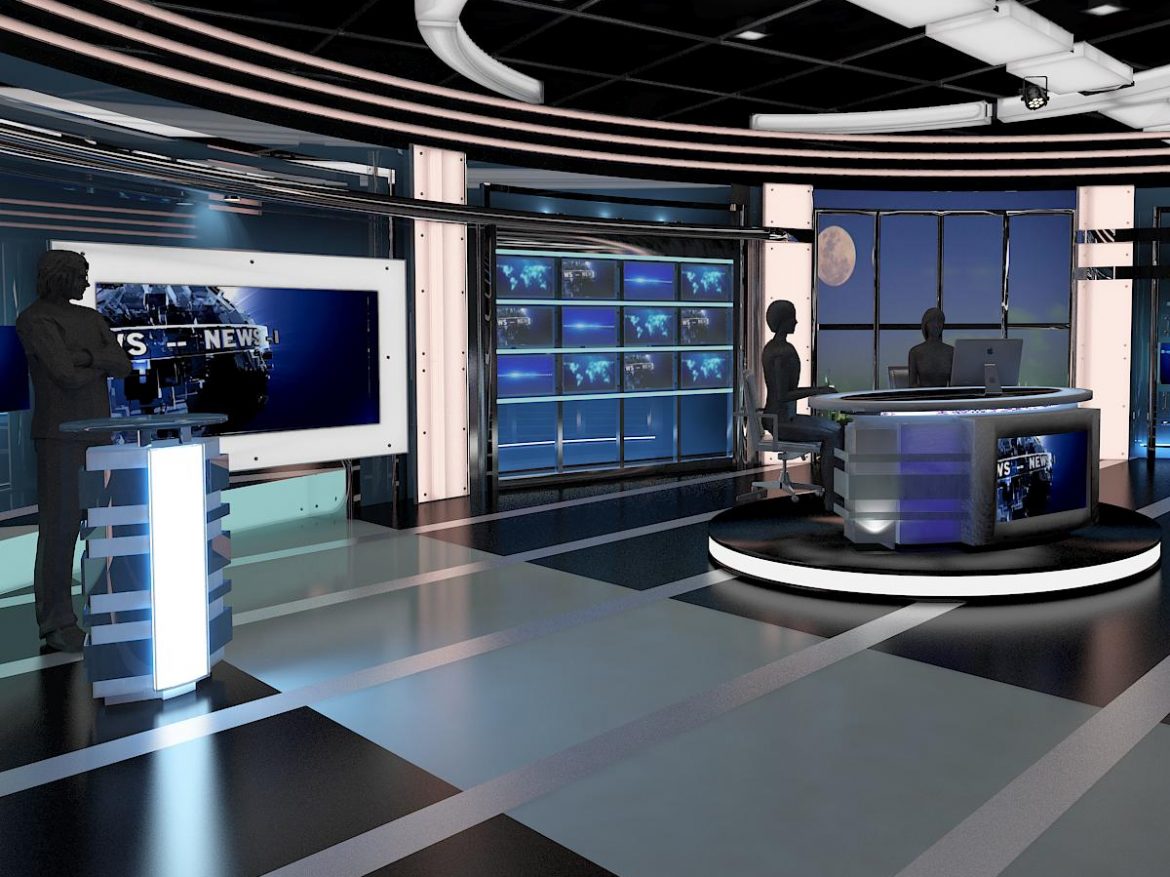 tv virtual stage news room studio 027 3d model 3ds max dxf fbx texture obj 215549