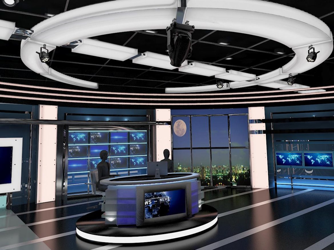 tv virtual stage news room studio 027 3d model 3ds max dxf fbx texture obj 215550