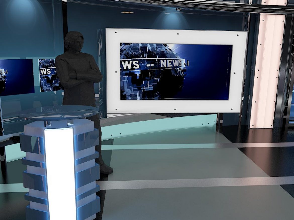 tv virtual stage news room studio 027 3d model 3ds max dxf fbx texture obj 215551