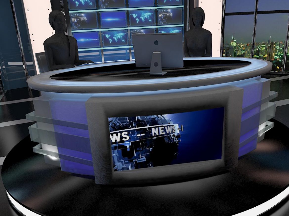 tv virtual stage news room studio 027 3d model 3ds max dxf fbx texture obj 215554