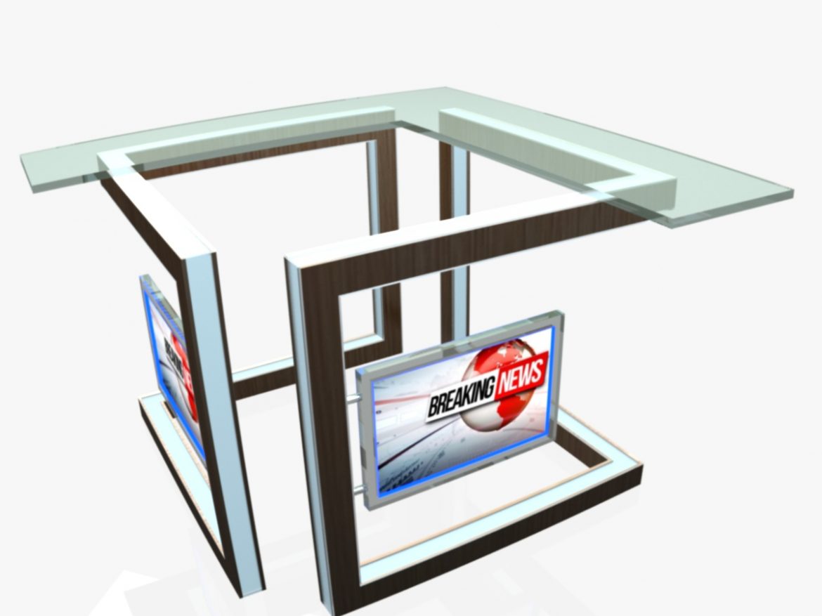 virtual tv studio news desk 3 3d model 3ds max dxf fbx  obj 215909