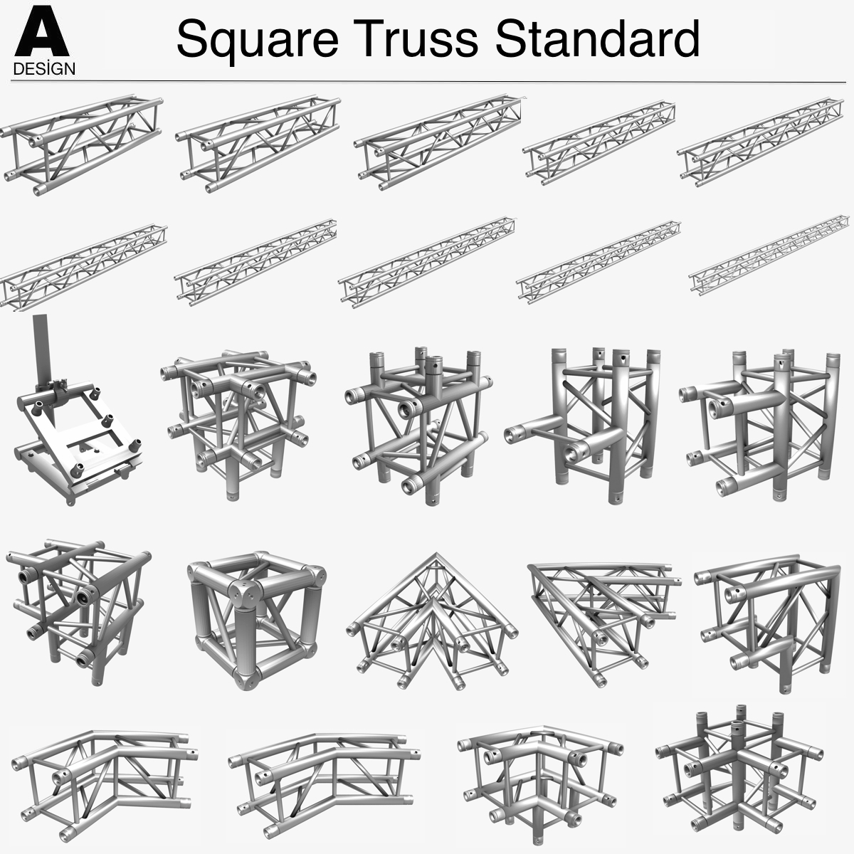 square truss standard (collection 24 modular) 3d model 3ds max dxf fbx c4d dae  texture obj 216324