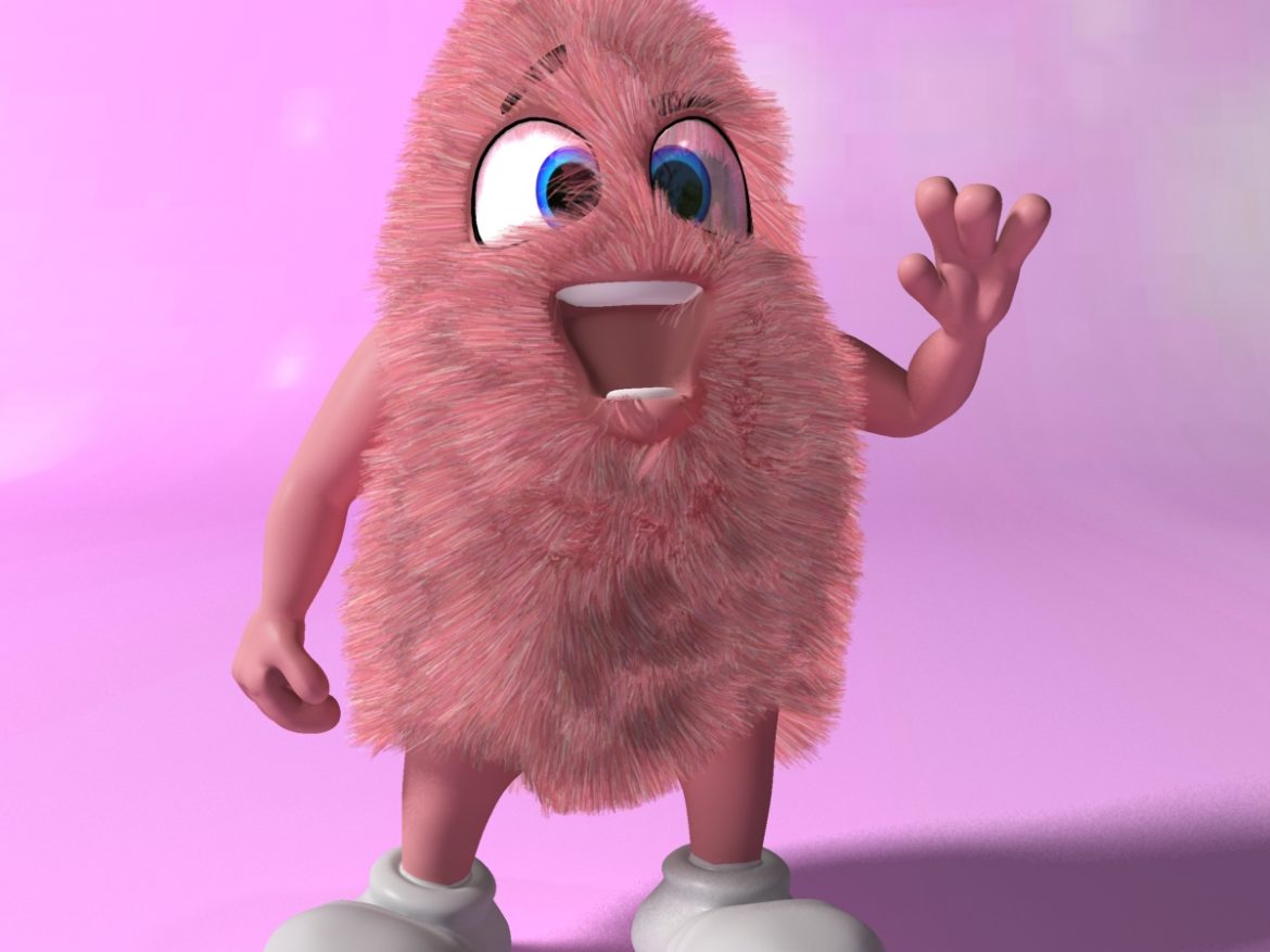 pink creature rigged and animated 3d model max fbx obj 216659