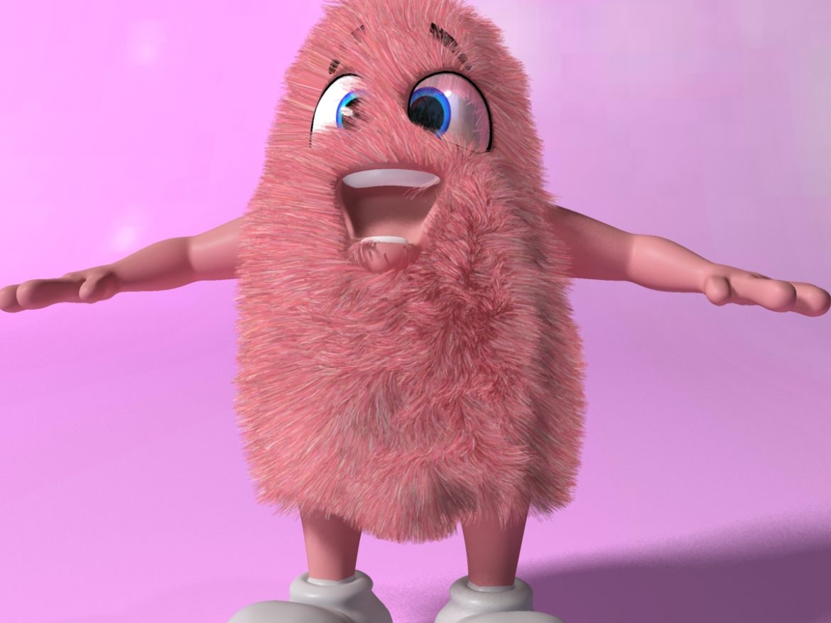 pink creature rigged and animated 3d model max fbx obj 216660