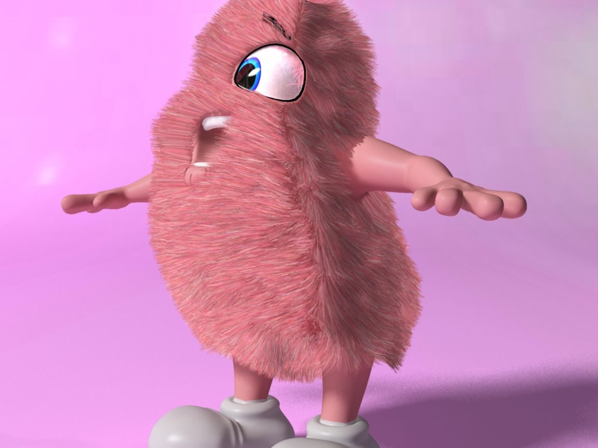 pink creature rigged and animated 3d model max fbx obj 216661