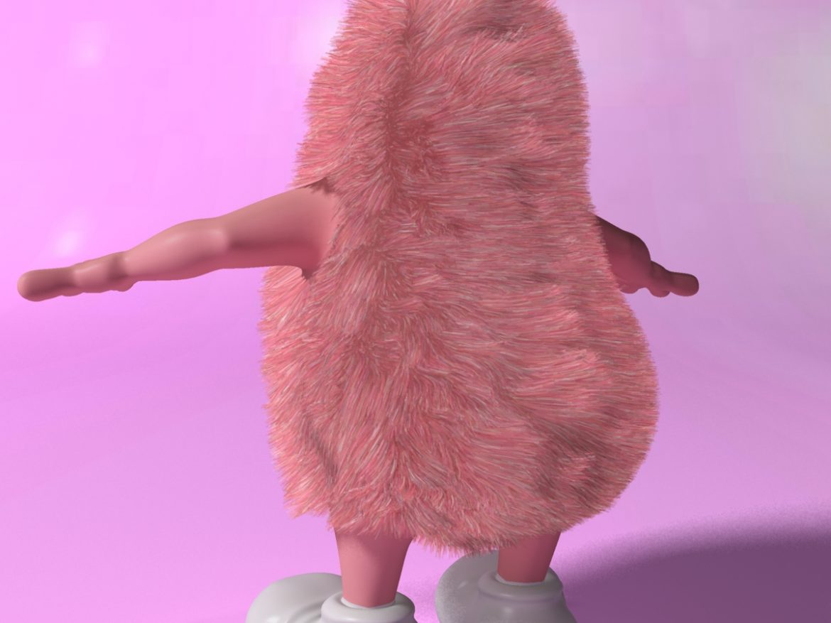 pink creature rigged and animated 3d model max fbx obj 216662