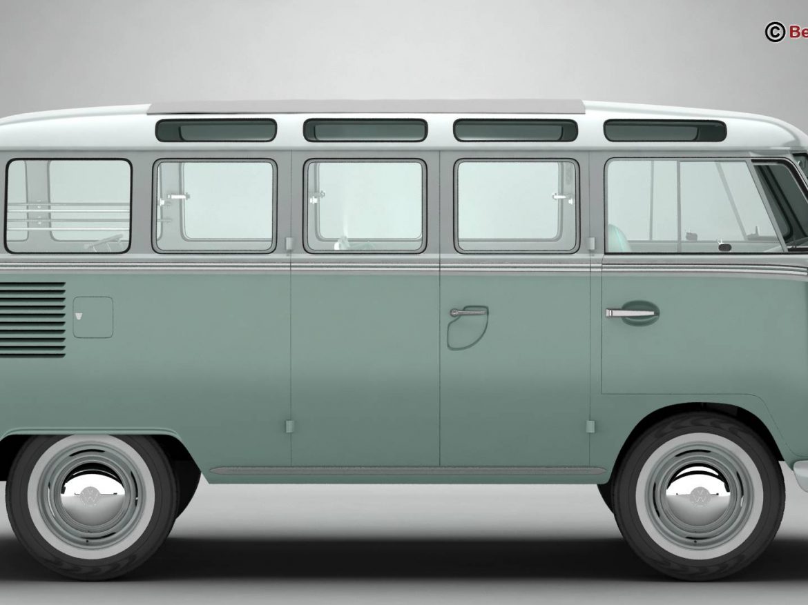 volkswagen type 2 samba 1963 3d model 3ds max fbx c4d lwo ma mb obj 217147