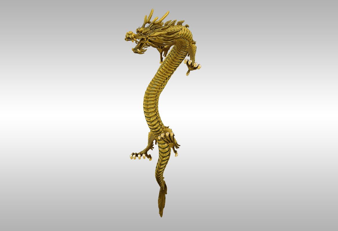 chinese gold dragon rigged 3d model 3ds max 217737