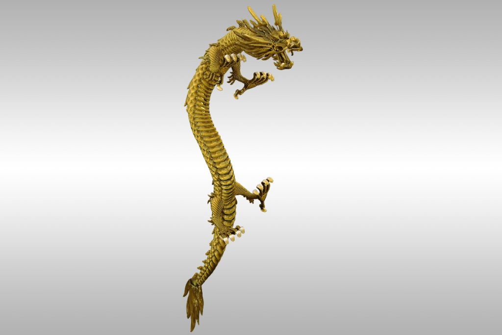 Chinese Gold Dragon rigged 3D Model - FlatPyramid