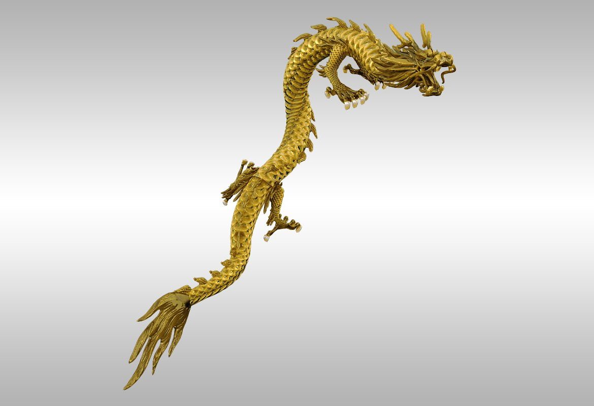 chinese gold dragon rigged 3d model 3ds max 217739