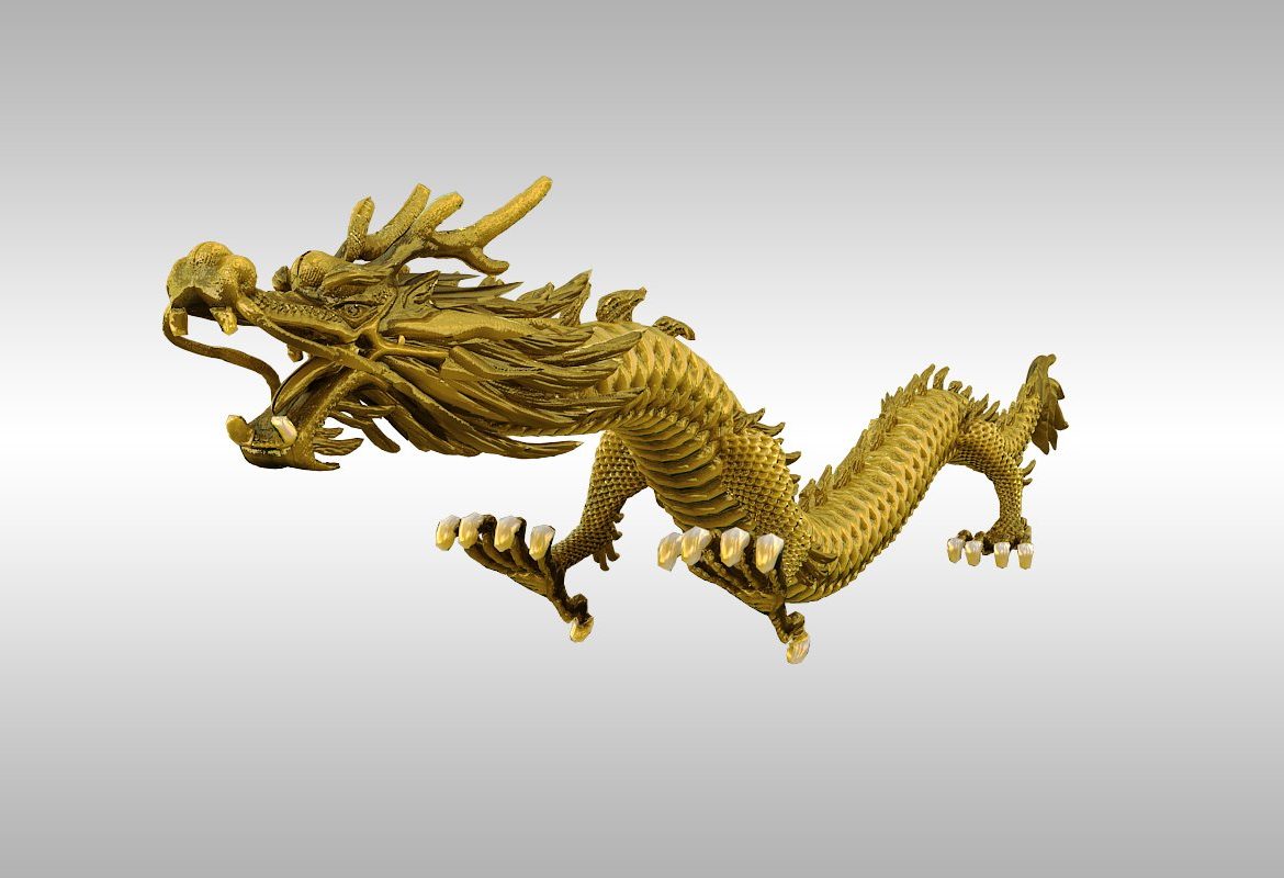 chinese gold dragon rigged 3d model 3ds max 217740