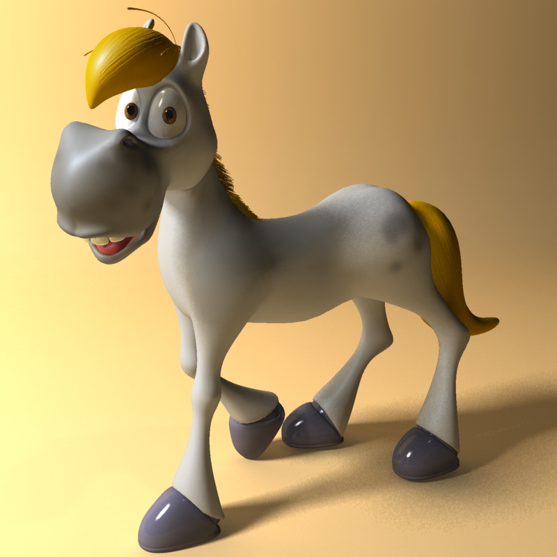 cartoon horse rigged and animated 3d model 3ds max fbx dgn 218088