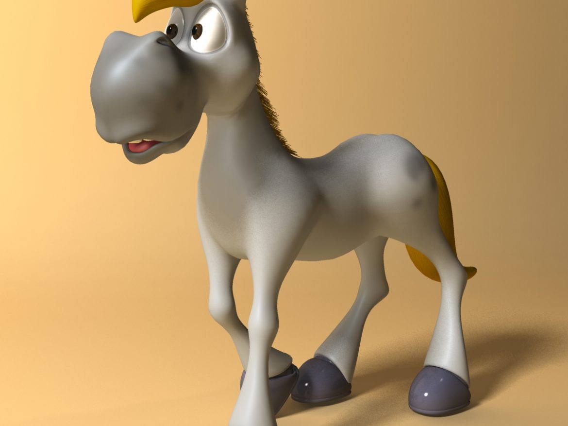 cartoon horse rigged and animated 3d model 3ds max fbx dgn 218089