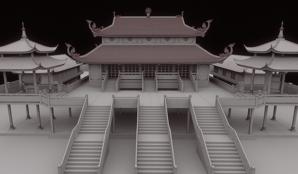 asia pagoda scence 3d model max fbx ma mb obj 218186
