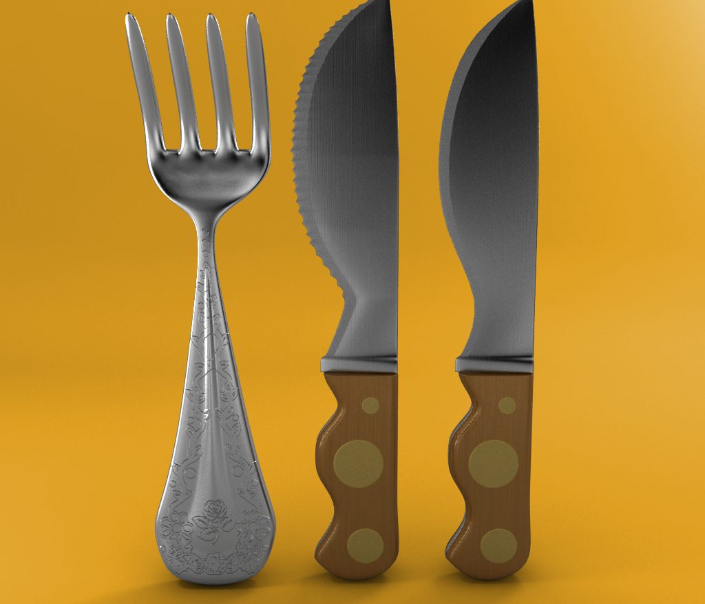 cartoon – fork – knife – toothed knife 3d model 3ds max fbx blend texture obj 218375