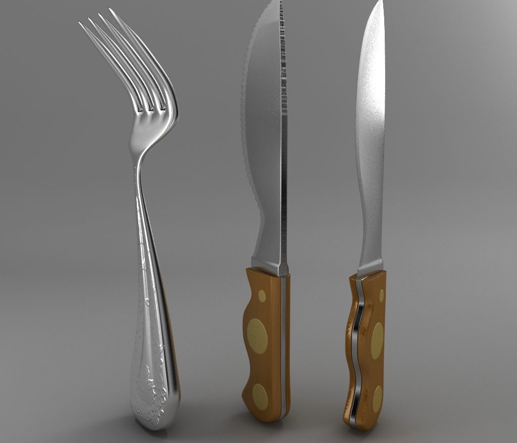 cartoon – fork – knife – toothed knife 3d model 3ds max fbx blend texture obj 218376