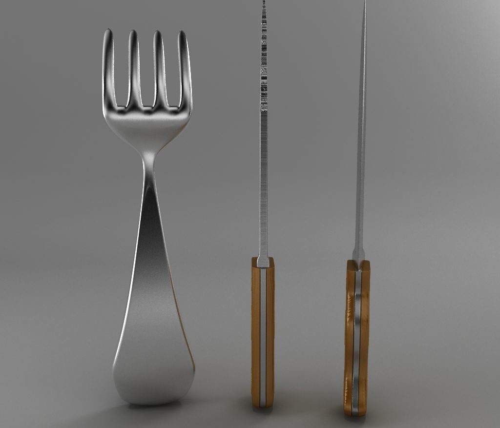 cartoon – fork – knife – toothed knife 3d model 3ds max fbx blend texture obj 218377