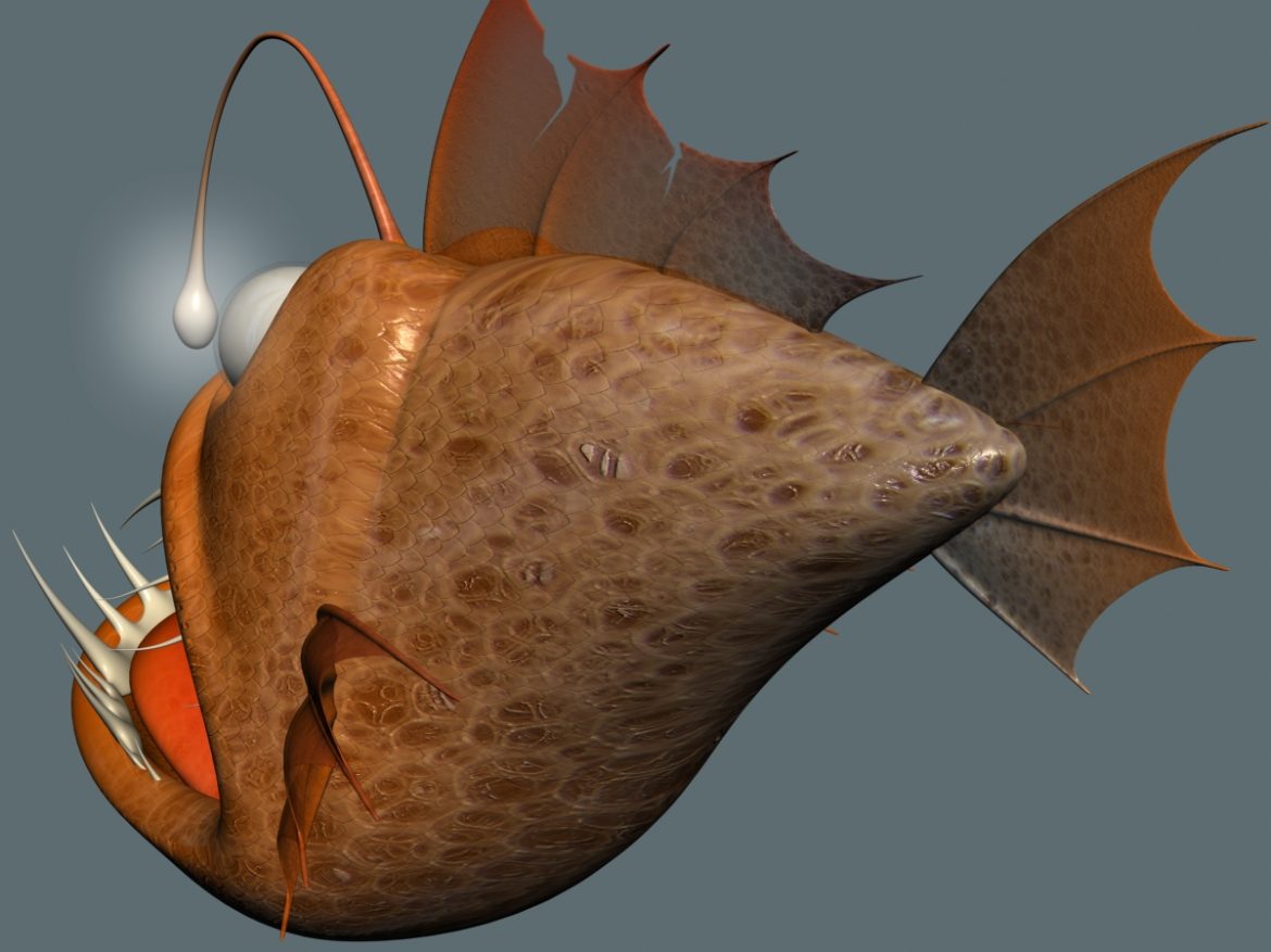 cartoon anglerfish rigged 3d model 3ds max fbx  obj 220237