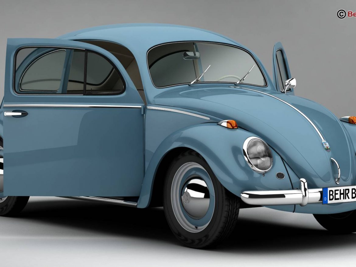 volkswagen beetle 1963 1200 deluxe 3d model 3ds max fbx c4d lwo ma mb obj 220274