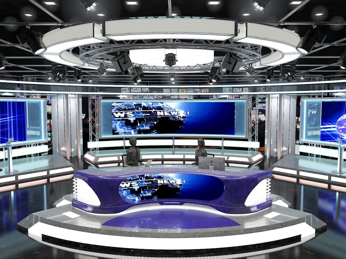 virtual tv studio news set 1 3d model max dxf fbx c4d obj 223285