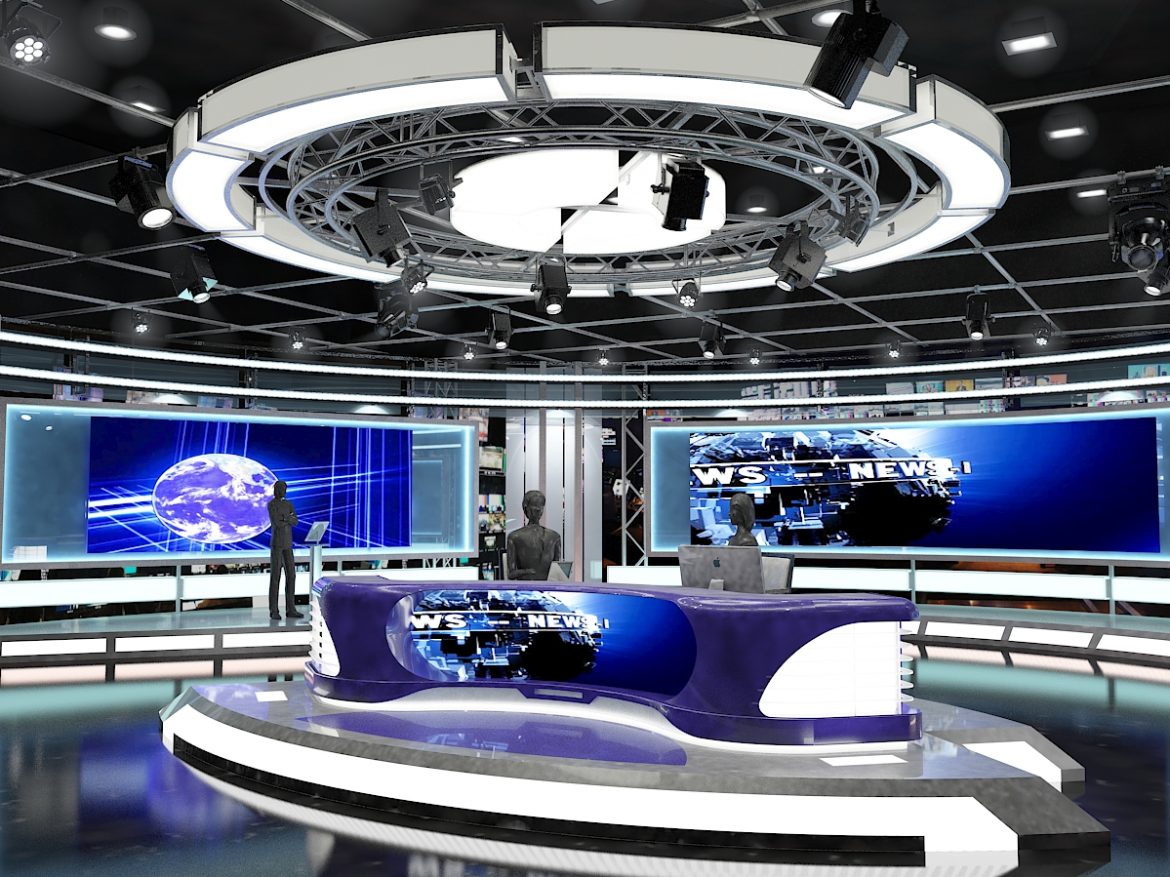 virtual tv studio news set 1 3d model max dxf fbx c4d obj 223288
