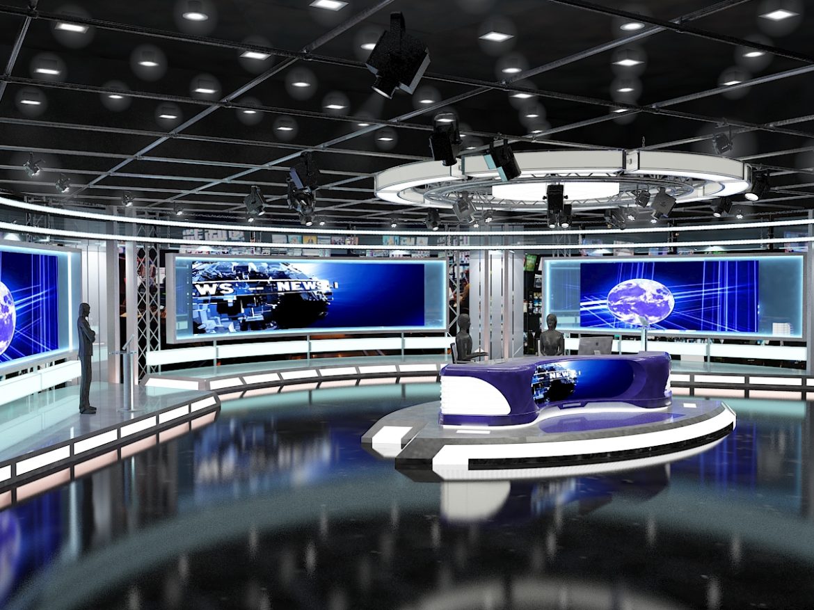 virtual tv studio news set 1 3d model max dxf fbx c4d obj 223292