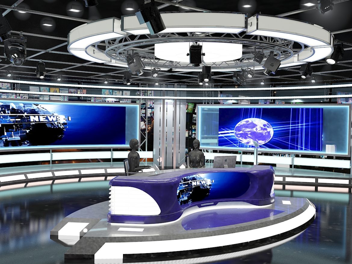 virtual tv studio news set 1 3d model max dxf fbx c4d obj 223294