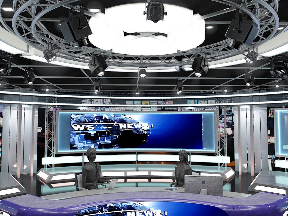 virtual tv studio news set 1 3d model max dxf fbx c4d obj 223296
