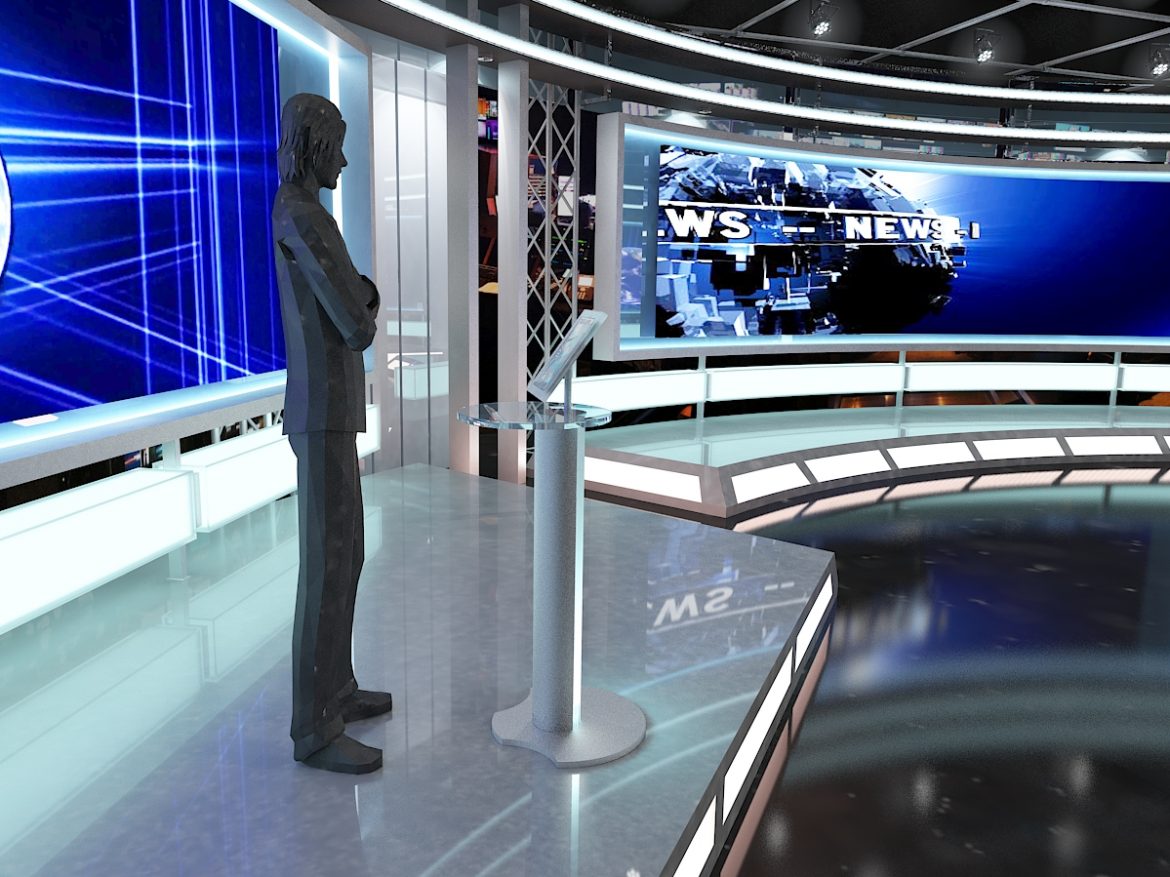 virtual tv studio news set 1 3d model max dxf fbx c4d obj 223300