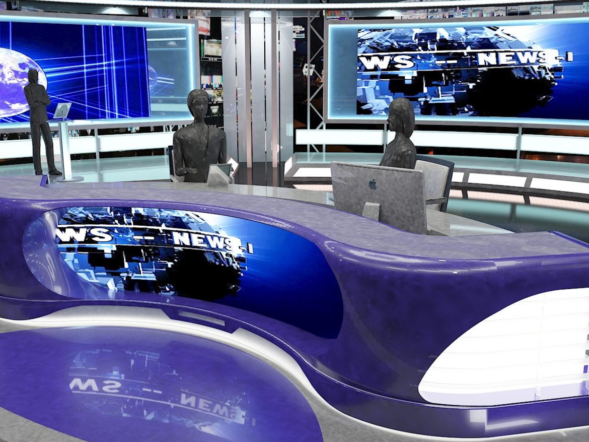 virtual tv studio news set 1 3d model max dxf fbx c4d obj 223305