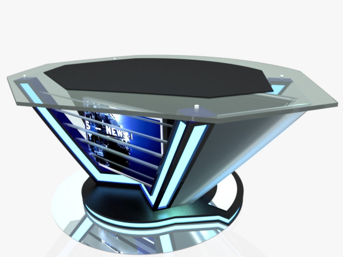 virtual tv studio news desk 9 3d model 3ds max dxf fbx  obj 223526