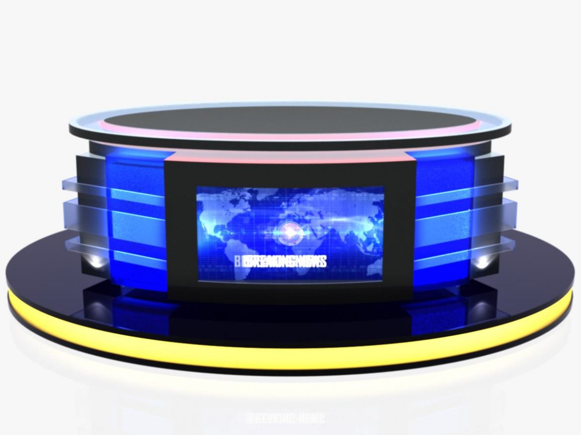 virtual tv studio news desk 12 3d model 3ds max dxf fbx dae  obj 223551