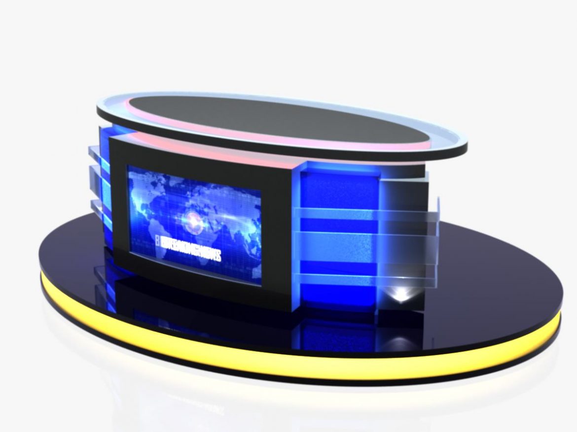virtual tv studio news desk 12 3d model 3ds max dxf fbx dae  obj 223565